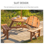 Round Table W/3 Attached Benches-Fir Wood