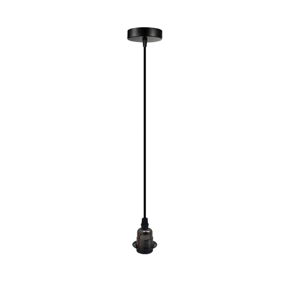 Vintage Industrial Black Pendant Light Fitting, lampshade Holder Fitting Set with 2m Cable. in Black