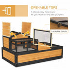 Wooden Tortoise House Indoor Outdoor w/ Balcony, Tray, Openable Roof