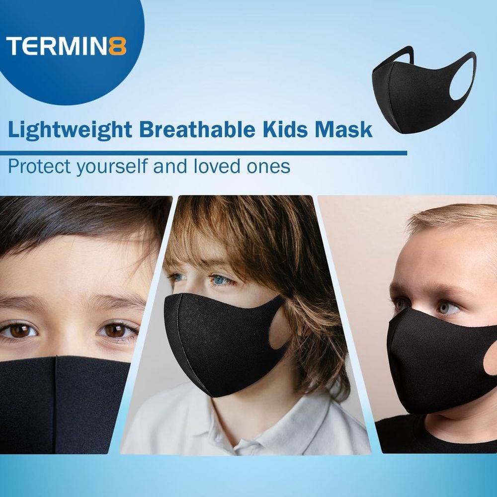 Lightweight Breathable Reusable Face Mask for Kids - Black