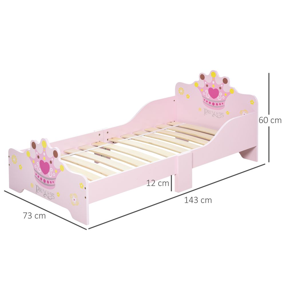 Kids Wooden Princess Crown Bed with Safety Side Rails - Design