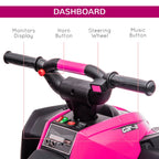 12V Electric Quad Bike for Kids Ride On Car Toy, with Forward Reverse Functions, LED Headlights, Music, for Ages 3-5 Years - Pink