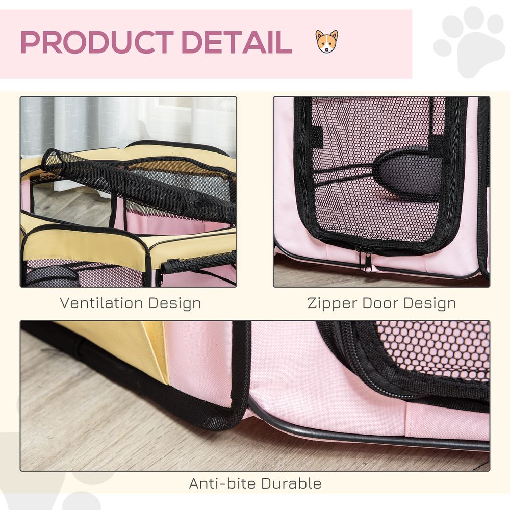 Fabric Pet Dog Cat Puppy Playpen Rabbit Guinea Play Pen in Pink Small L37 x H37cm x D90cm