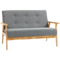 Modern 2-Seater Sofa Upholstery Couch with Rubber Wood Legs Dark Grey