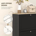 Narrow Shoe Cabinet with 3 Flip Drawers for 18 Pairs of Shoes Black