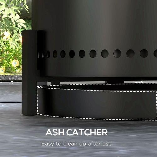 37cm Smokeless Wood Burning Firepit Metal Fire Pit, Black