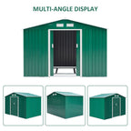 Green Metal Garden Shed - 9x6ft Storage Container w/ Door & Roof - Buy Now!