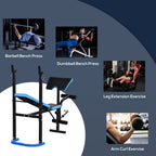 Adjustable Weight Bench with Leg Developer Barbell Rack for Lifting and Strength Training Multifunctional Workout Station for Home Gym Fitness, Black
