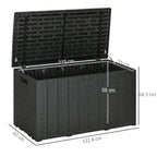336L Rolling Garden Storage Box, Black - Durable Plastic Container