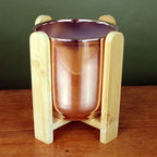 Gold Ceramic Planter: Bamboo Stand, 15x15x16cm