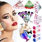 Beauty and the Beast Rose Makeup Brushes, Portable, 6pc Set