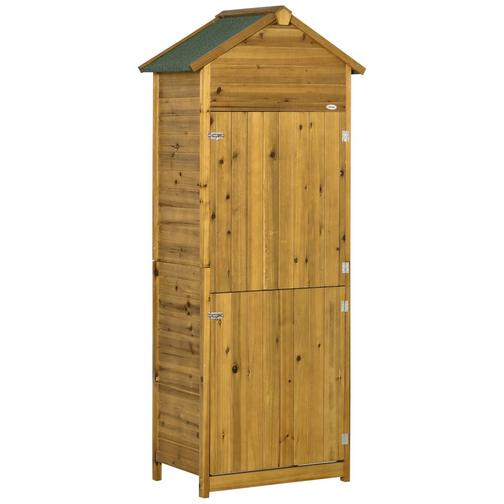 Wooden Garden Storage Shed Tool Cabinet - Lockable Doors, Weather-Resistant - 191.5x79x49cm