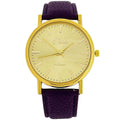 Women's Analogue Watch - Jumbo Gold Dial with Purple Leather Strap