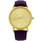 Women's Analogue Watch - Jumbo Gold Dial with Purple Leather Strap
