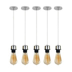 5 Pack Industrial Pendant Light Fitting, Lampshade Addable E27 Lamp Holder Light