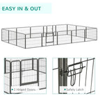 Heavy Duty 16 Panel Dog Pen - 60H cm - 2 Doors - Playpen for Dogs