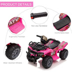 Kids Ride-On ATV with Music - Pink, 18 to 36 Months