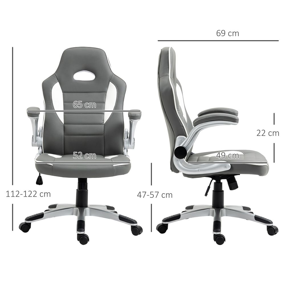 Adjustable Racing Gaming Chair with Armrests - Grey