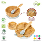 BAMBOO TURTLE PLATE SET: Non-Slip Suction Base - BPA-Free Silicone - Eco-Friendly & Easy to Clean