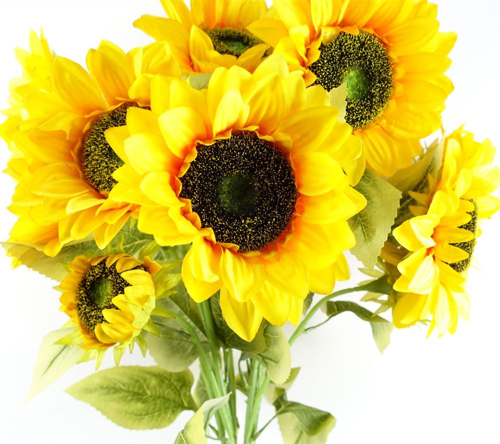 Pack of 6 x 88cm Yellow Artificial Sunflower - 18 heads with Flowers Detail