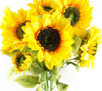 Pack of 6 x 88cm Yellow Artificial Sunflower - 18 heads with Flowers Detail