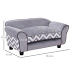 Plush Grey Dog Sofa Bed - Removable Cushion - XS Size