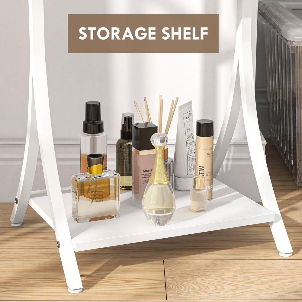 LED Lighted Full Length Mirror, Floor Standing Mirror with Storage Shelf