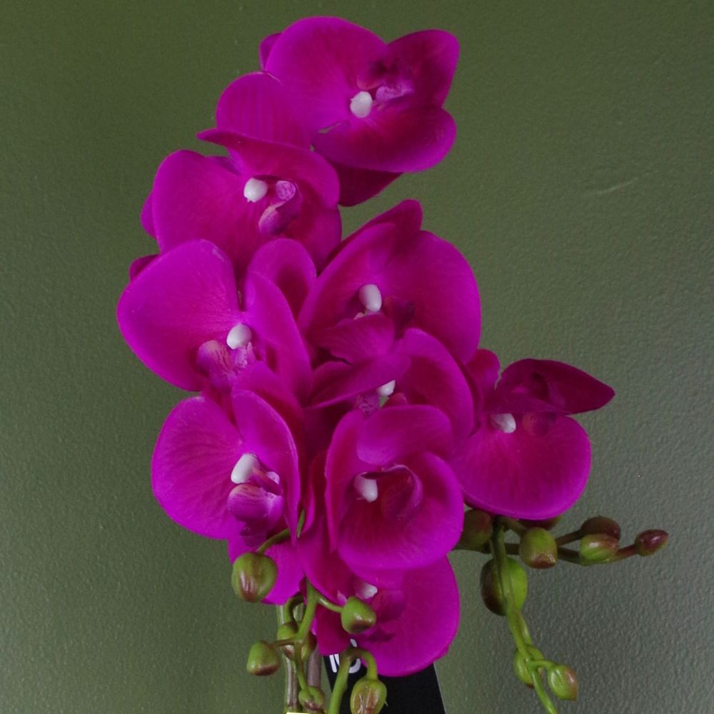 54cm Artificial Orchid Plant - Dark Pink Gold Pot in Gold