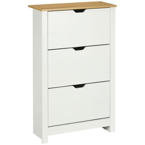 18-Shoe Storage Cabinet 6 Shelves 3 Drawers Tabletop 4 Legs Modern White