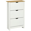 18-Shoe Storage Cabinet 6 Shelves 3 Drawers Tabletop 4 Legs Modern White