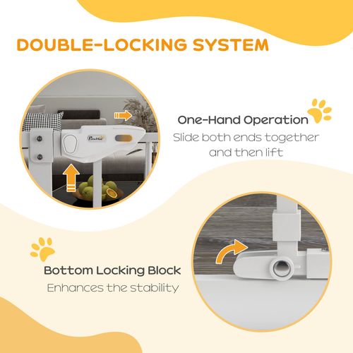 Extra Tall Dog Gate with Cat Door Auto Close for Stairs 74-101 cm Wide