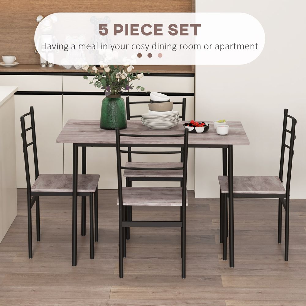 5 Piece Dining Table and Chairs Set, Space Saving Table and 4 Chairs with Four Detail