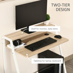 PC Desk with Storage Shelf - White/Oak Finish