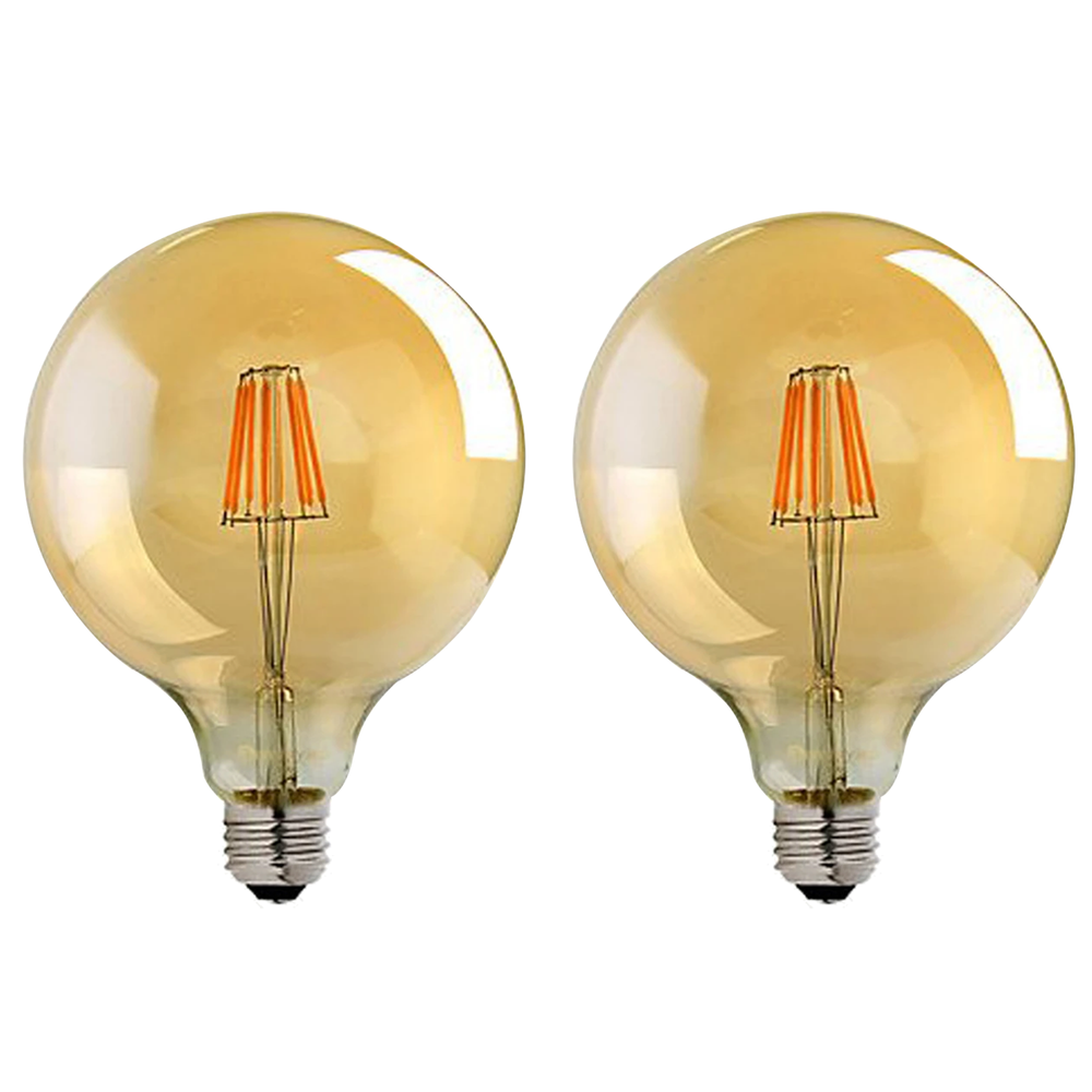 Vintage Amber Glass LED Edison Bulbs - Dimmable, Warm White, 2 Pack, 2700K - Professional Quality