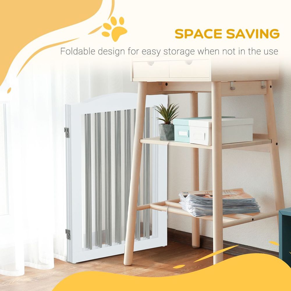 Foldable Dog Gate - Ideal for Doorways, Stairs, Halls - White