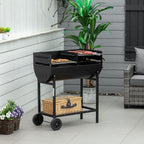 Steel 2-Grill Charcoal BBQ w/ Wheels - Black