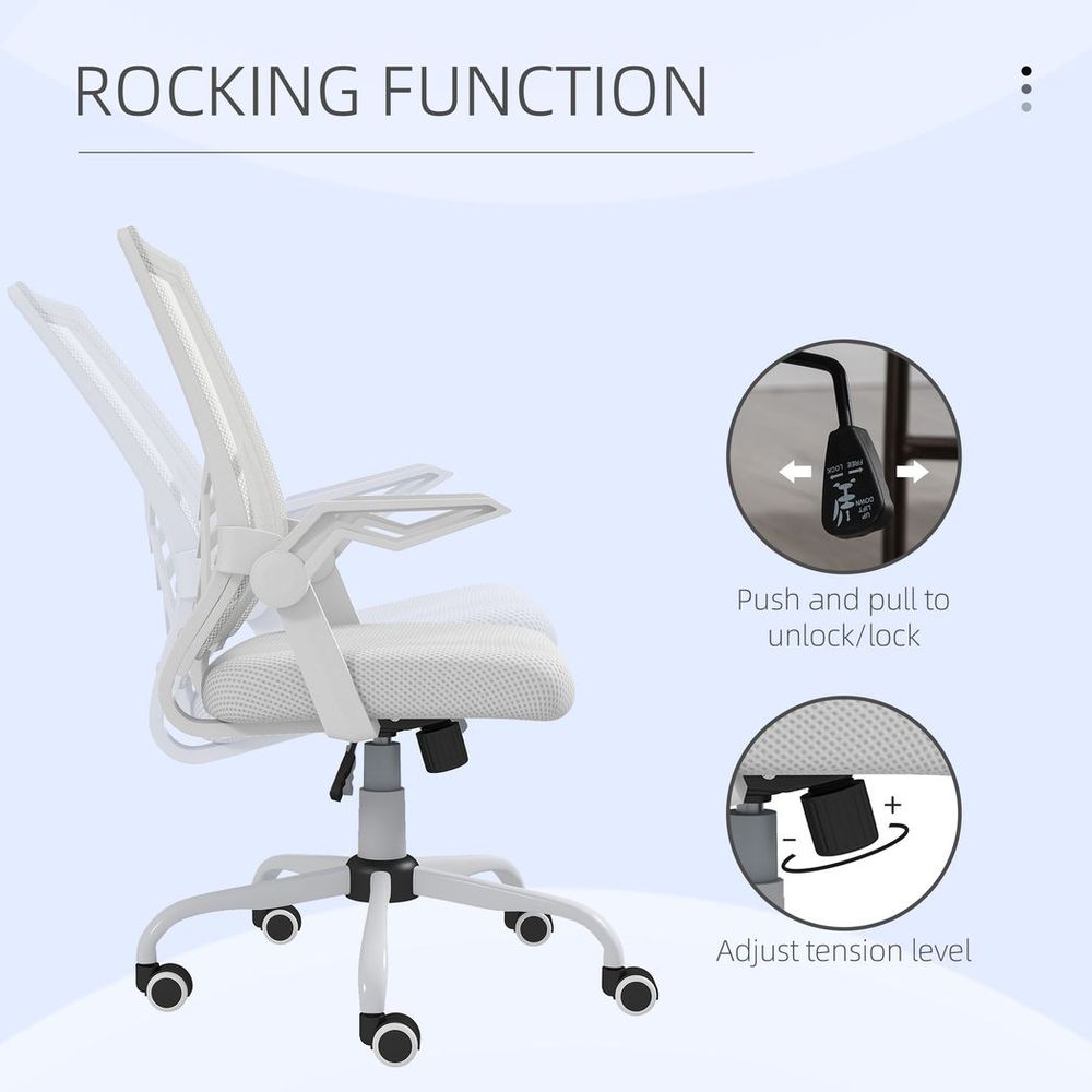 Mesh Swivel Office Chair Task Computer Chair w/ Lumbar Support, White