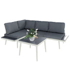 3 Piece Garden Furniture Set with 5-Level Adjustable Lounger, Grey