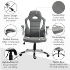 Adjustable Racing Gaming Chair with Armrests - Grey
