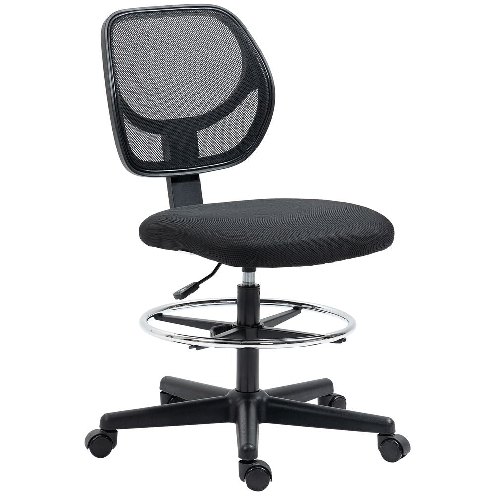 Adjustable Draughtsman Chair with Footrest - Black