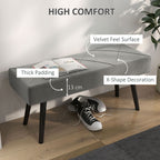 End of Bed Bench, Upholstered Hallway Bedroom with Steel Legs, Grey