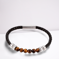 Men's Tigers Eye Leather Bracelet, Trendy Design, Gift Box Included