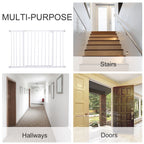Dog Gate Pet Safety Gate Stair Barrier Pressure Fit Adjustable 76-82/86-97/101-107 cm, White