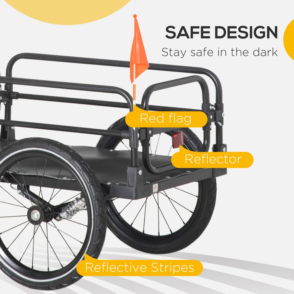 Bike Trailer Wagon with Suspension, 2 Wheels - Durable, Foldable, Black