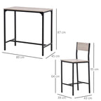 Metal Frame MDF Top Table & Bar Stool Set - Sleek Black Design