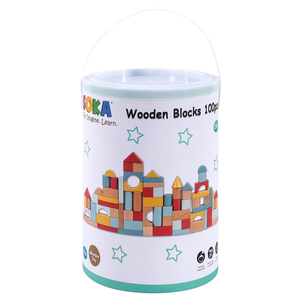 100pcs Wooden Blocks in New Color: Construction Toy for Creative Kids
