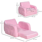 2 In 1 Kids Armchair Sofa Bed Fold Out Padded Wood Frame Bedroom Pink