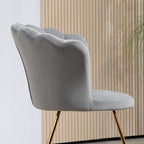 Accent Chair, Velvet Armchair with Lotus Backrest, Steel Legs