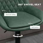 Stylish Bar Stools Set x2, Adjustable 360° Swivel Chairs for Kitchen - Green