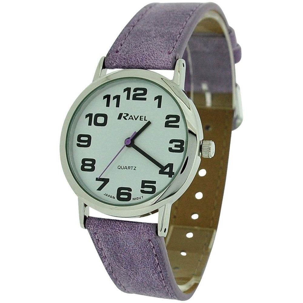 Unisex Classic Big Dial Purple Leather Strap Watch.17A